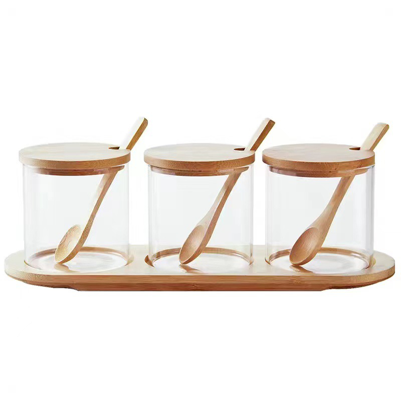 调料罐套装1 Bamboo lid seasoning jar with spoon (3)