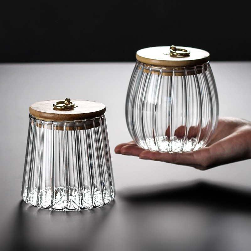 复古玻璃茶叶罐密封罐1 Pumpkin-shaped clear glass storage jar (4)
