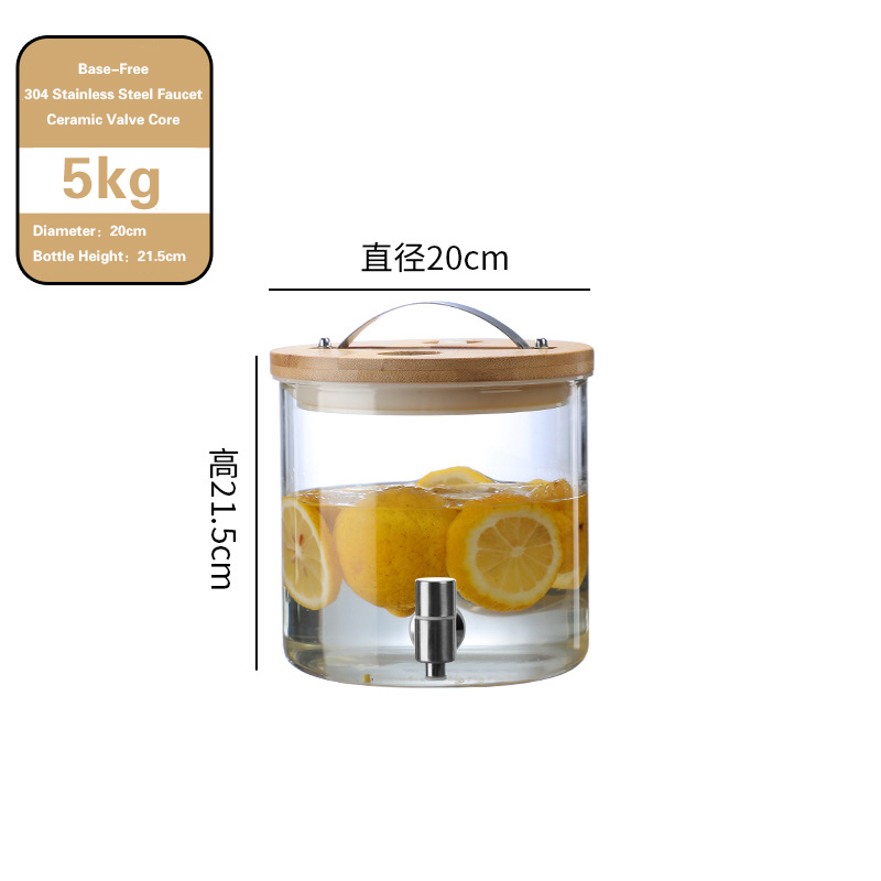饮料桶1 Glass beverage dispenser with wooden stand (12)