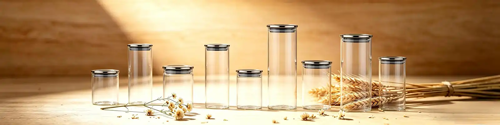 High borosilicate storage jar stainless steel lid High borosilicate storage jar stainless steel lid