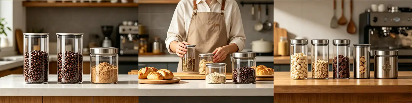 High borosilicate storage jar stainless steel lid High borosilicate storage jar stainless steel lid