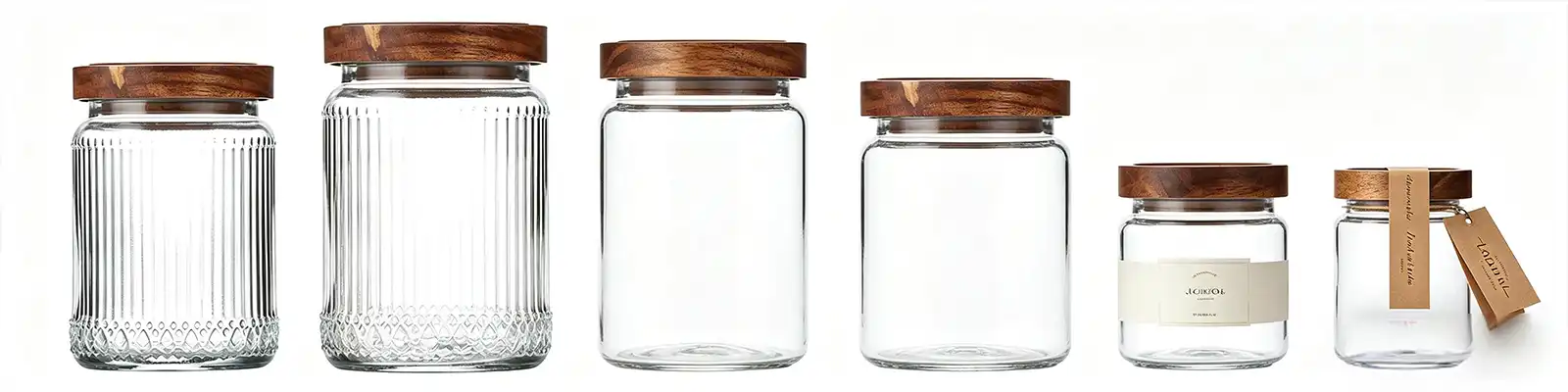 ribbed glass jar with wooden lid