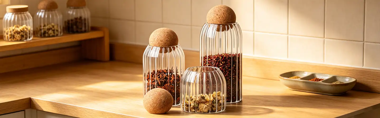 Cork Stripe Storage Jar Cork Stripe Storage Jar