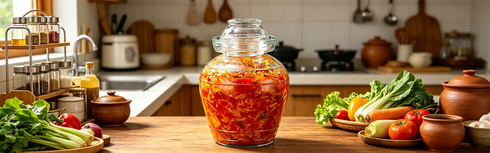 traditional glass fermentation jar with lid