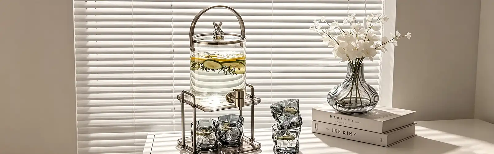 bear glass cold water kettle with faucet