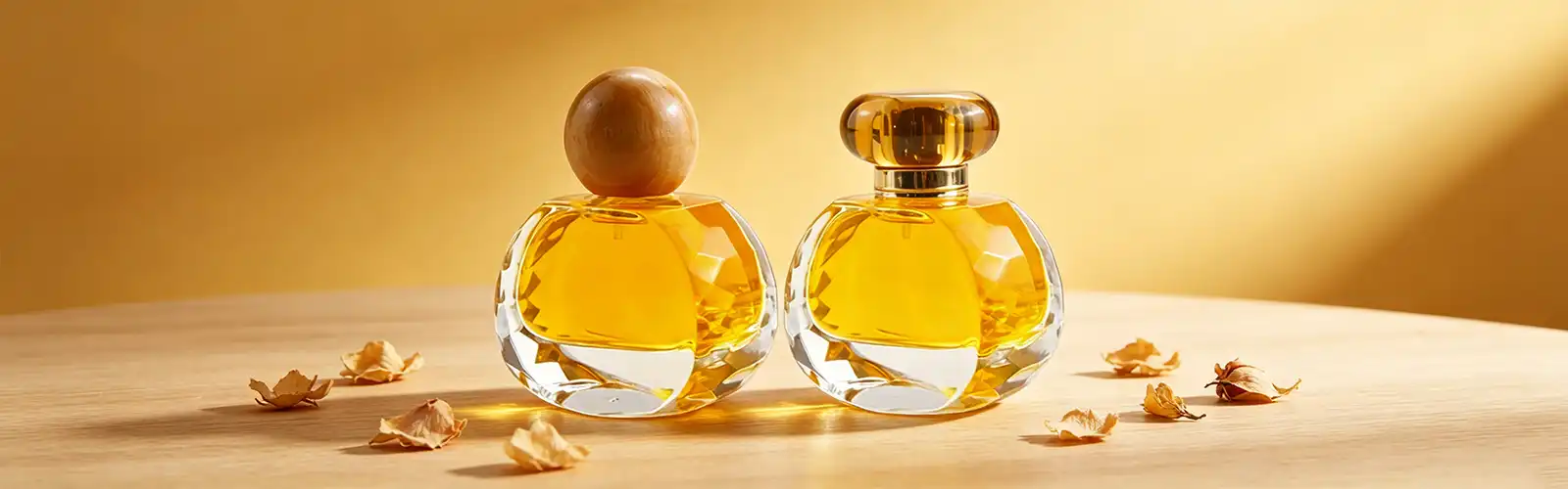 transparent round glass perfume bottle