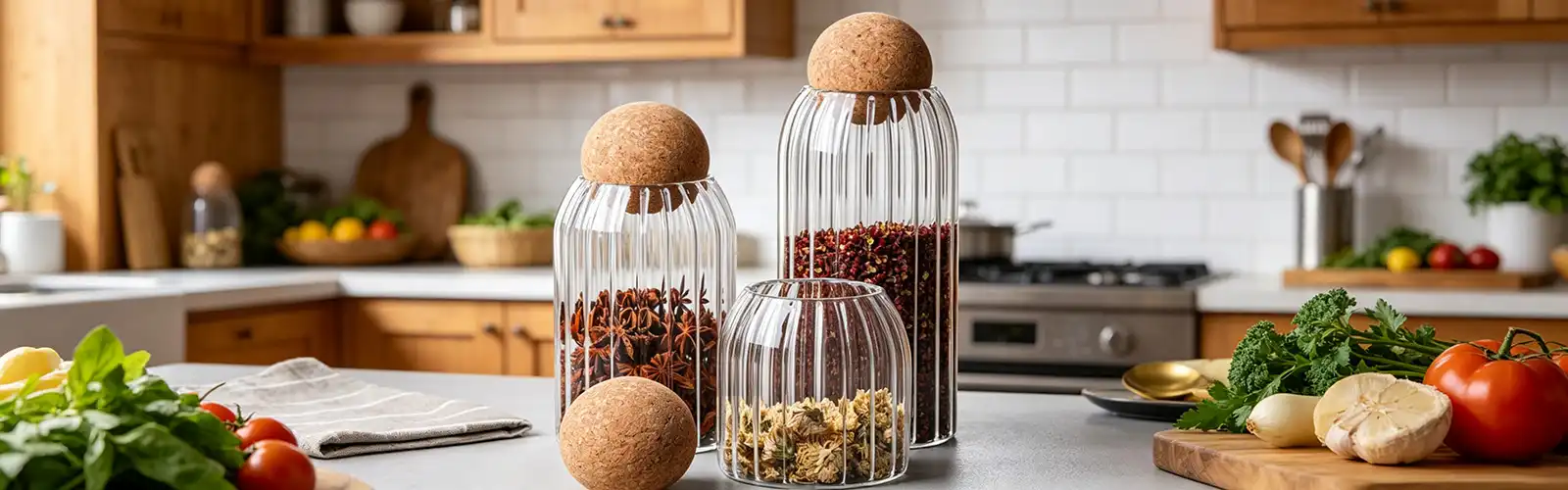 Cork Stripe Storage Jar Cork Stripe Storage Jar