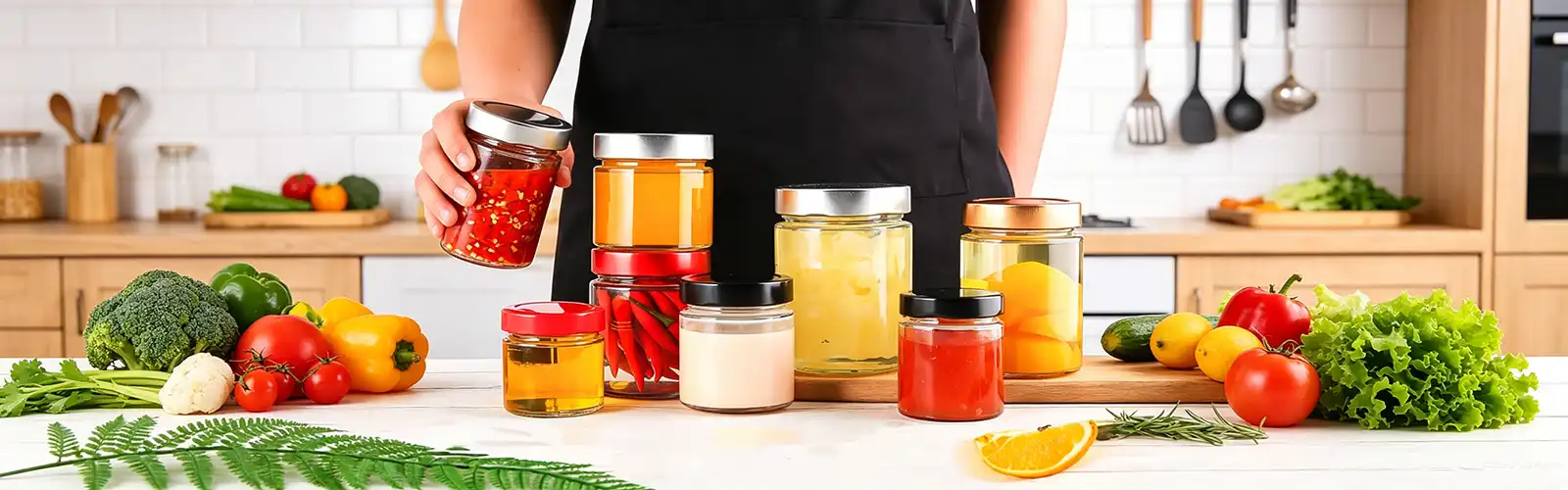 Glass food canning jar