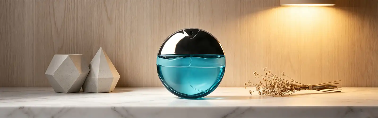 round pancake-shaped perfume bottle