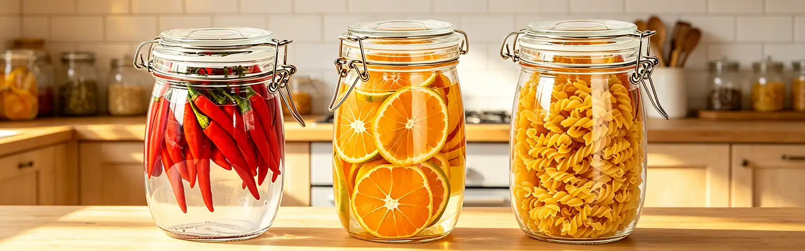 Clip-on glass jar Clip-on glass jar