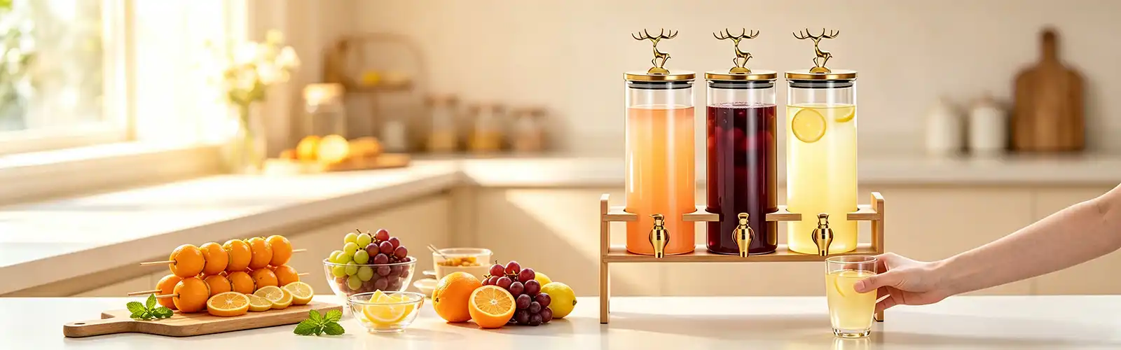 Glass juice dispenser with base Glass juice dispenser with base