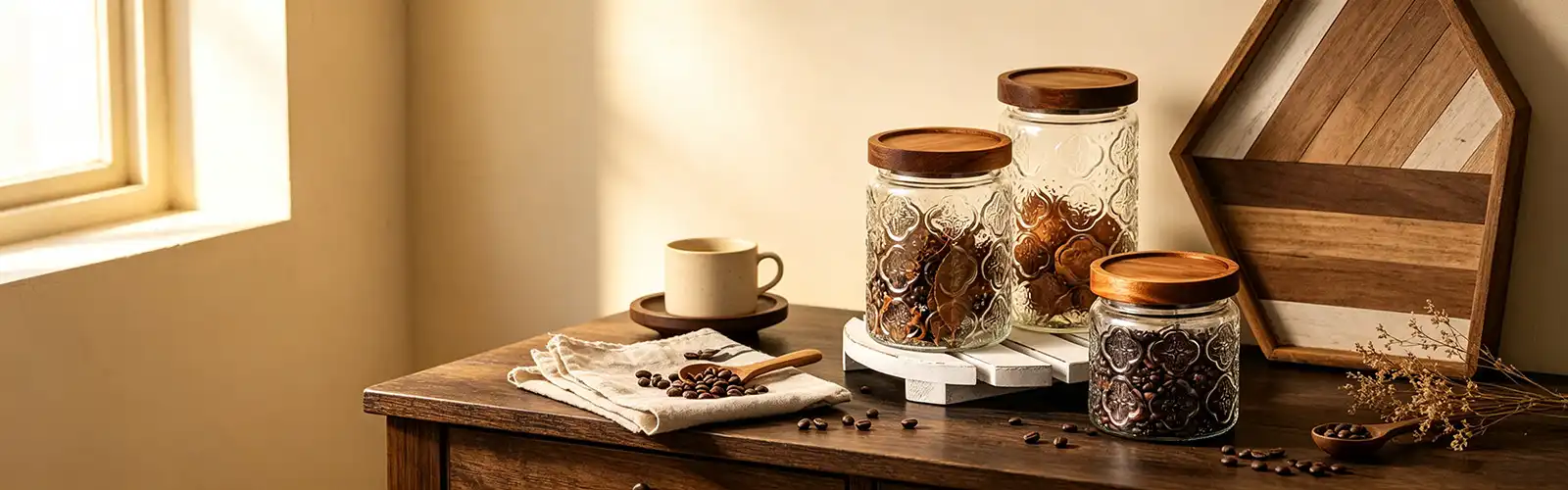 Nordic style glass jar