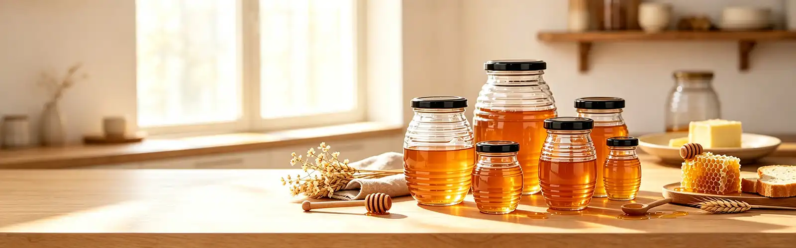 Honeycomb shaped glass honey bottle Honeycomb shaped glass honey bottle