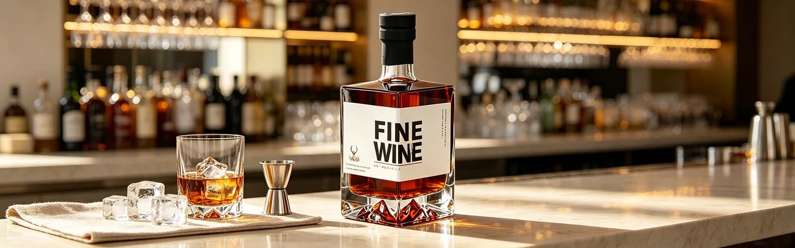 Square whiskey bottle