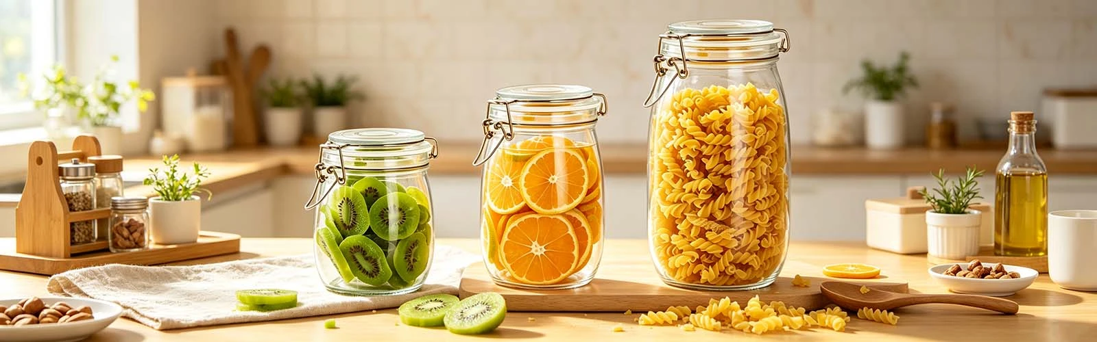 Clip-on glass jar