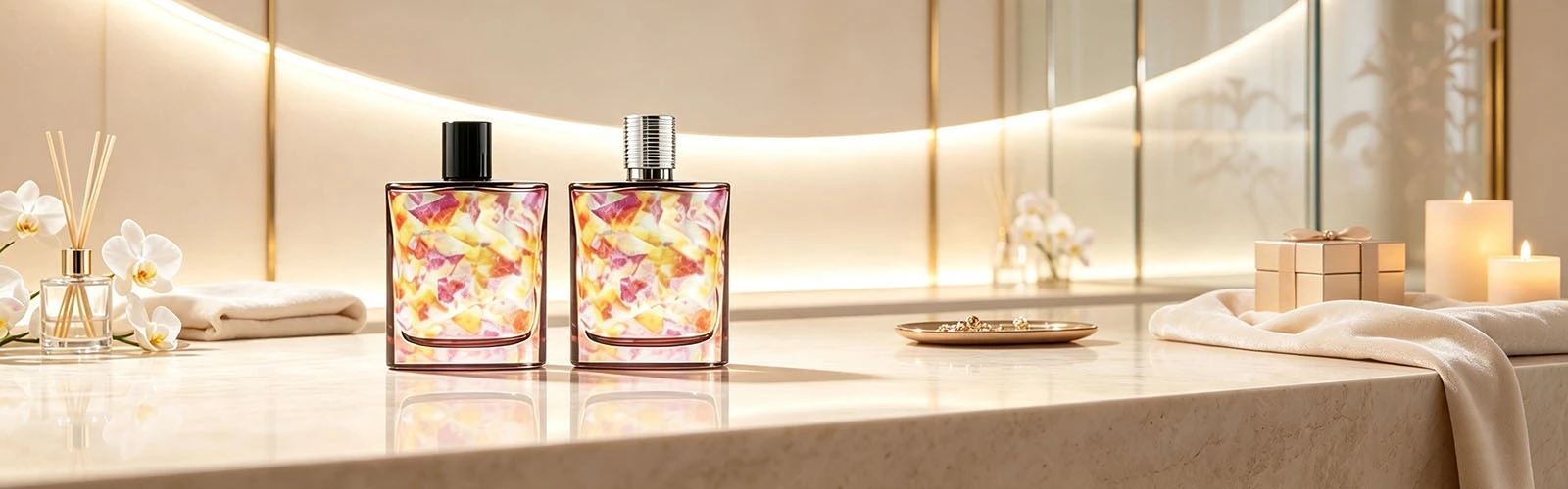 Square floating flower perfume bottle