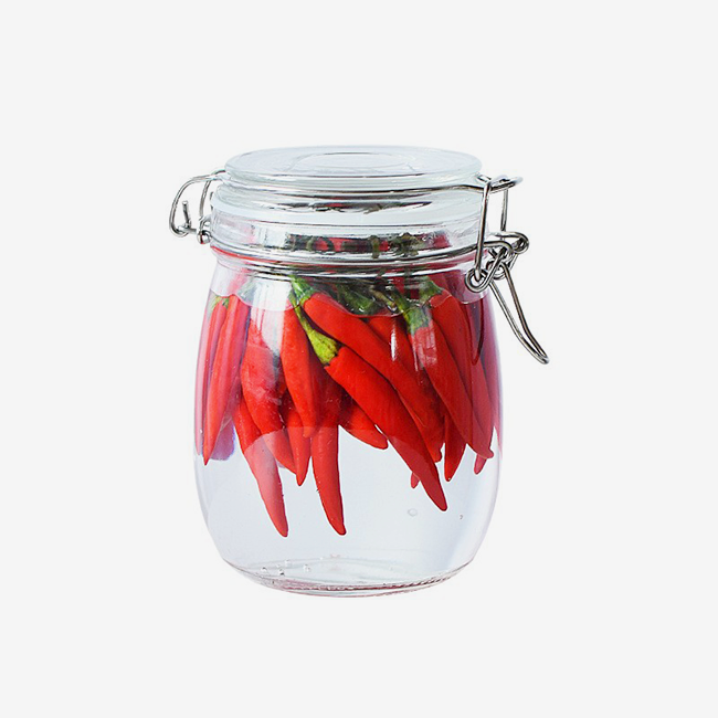 Clip-on glass jar