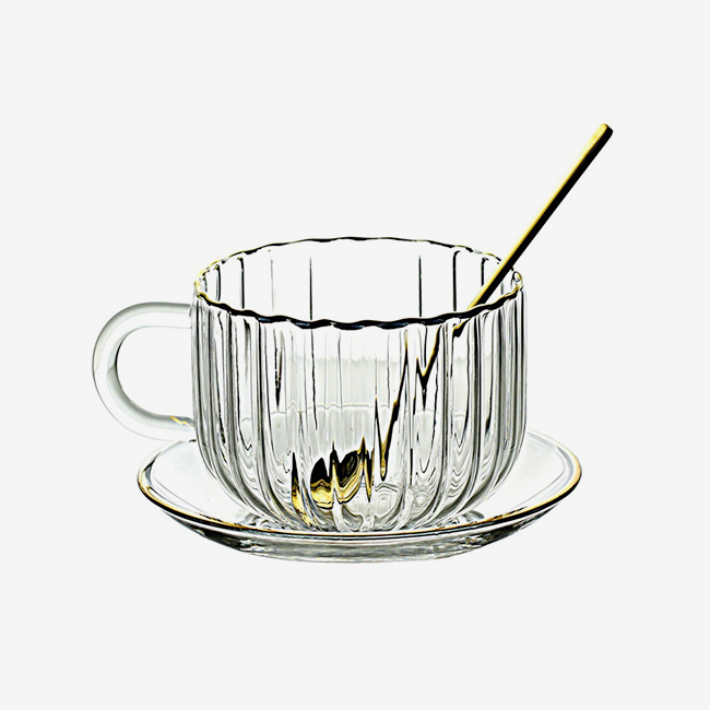 Pumpkin-shaped clear glass coffee cup